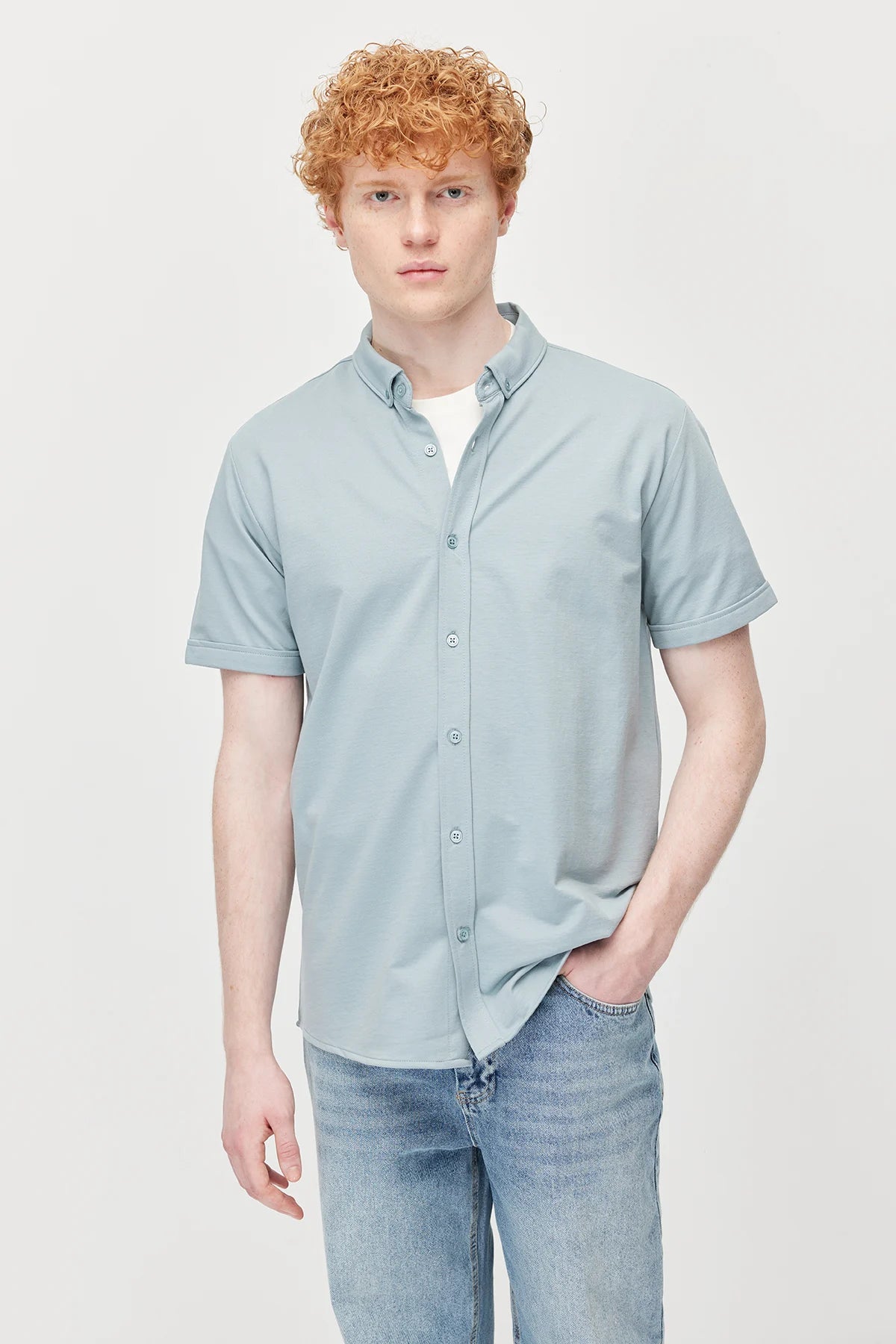 Men's Soft Textured Short-Sleeve Shirt
