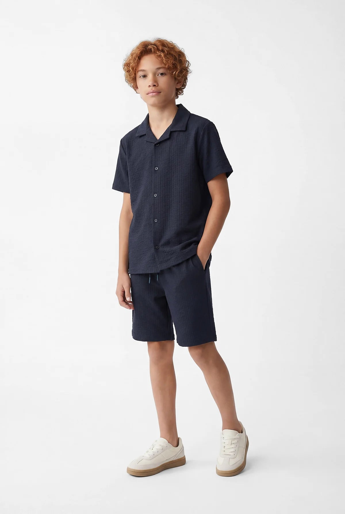 Boys' Textured Short Sleeved Shirt