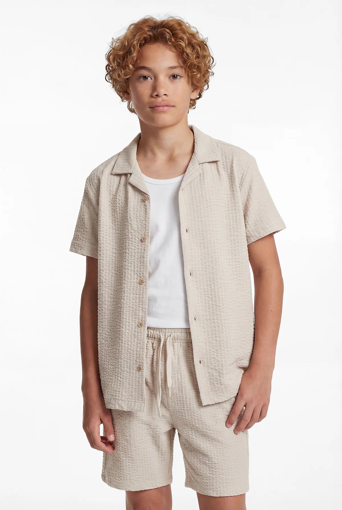 Boys' Textured Short Sleeved Shirt