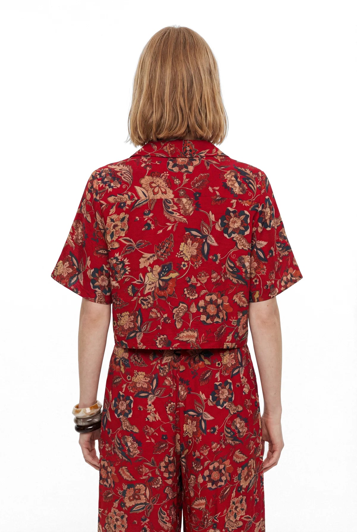Women's Floral Patterned Tie-Front Blouse