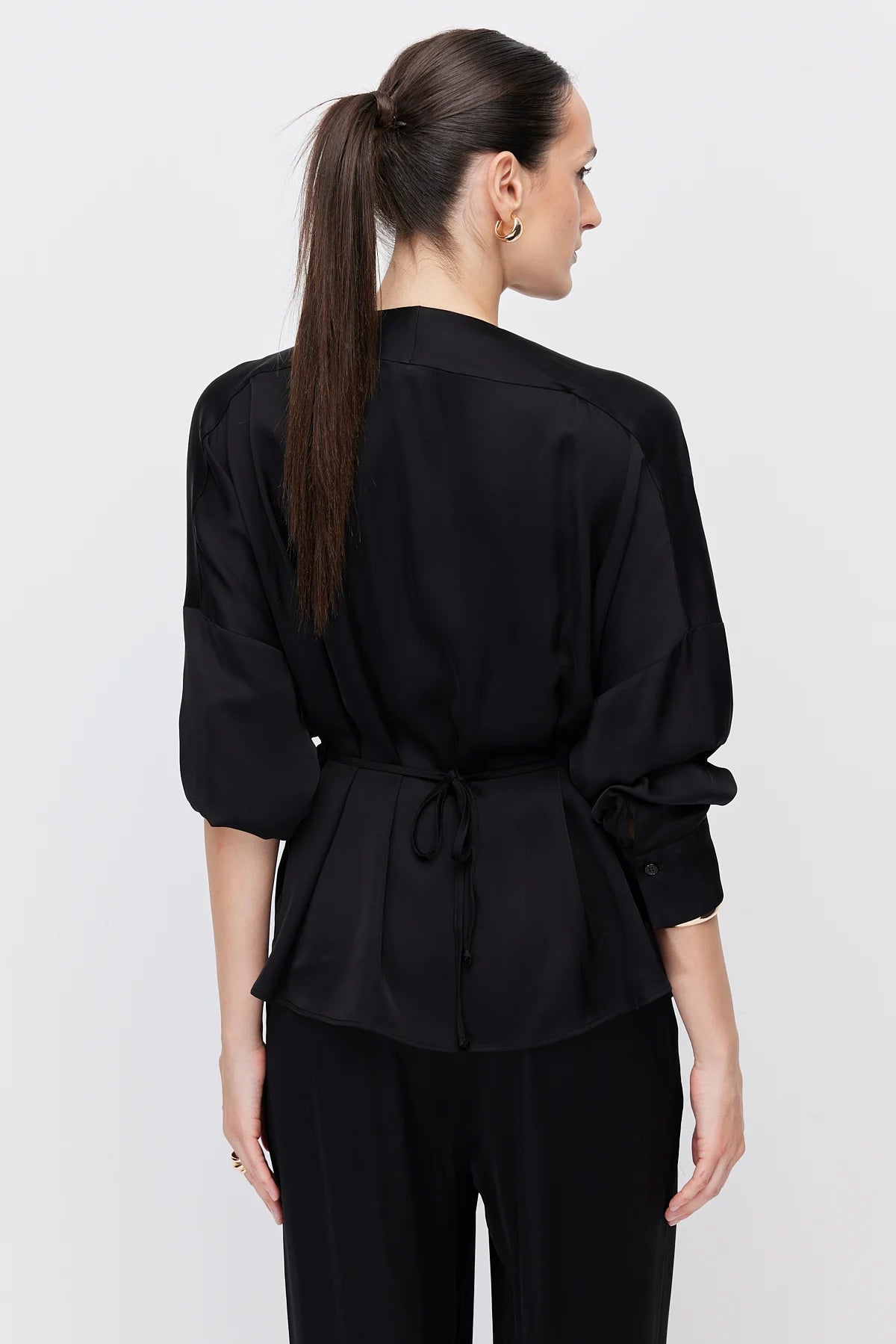 Women's Blouse with Metal Buckle Detail