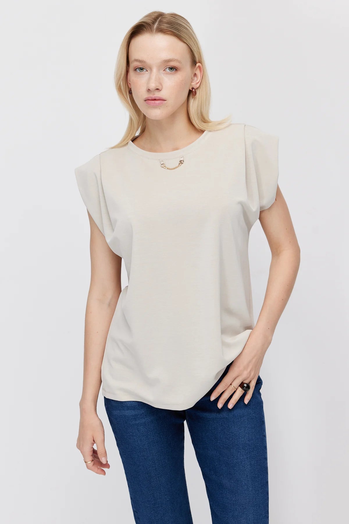 Women's Double-Sleeve T-Shirt with Chain Accessory