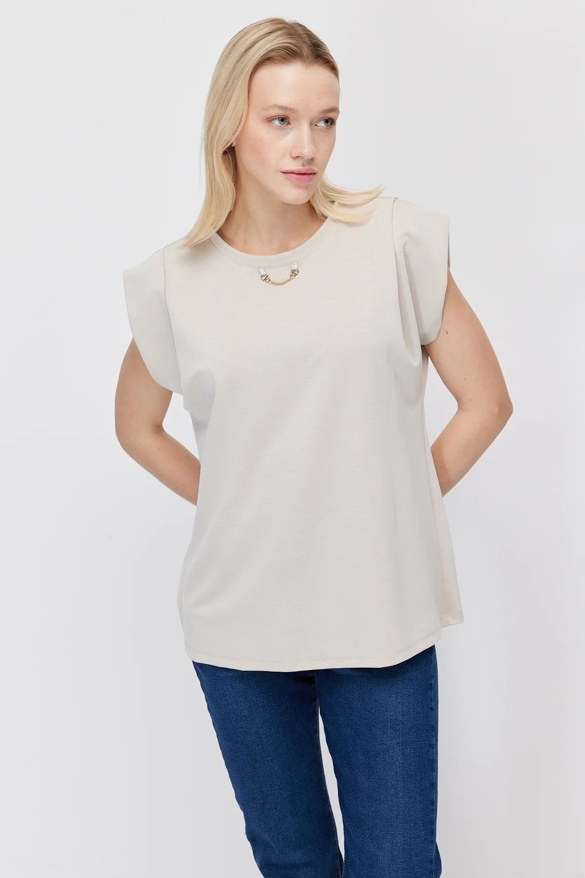 Women's Double-Sleeve T-Shirt with Chain Accessory