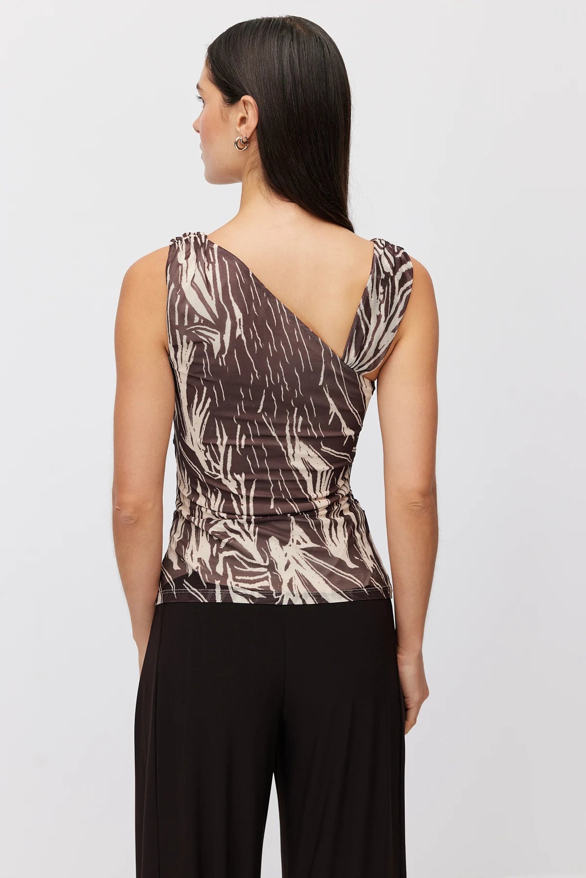 Women's Asymmetrical Neckline Patterned Blouse