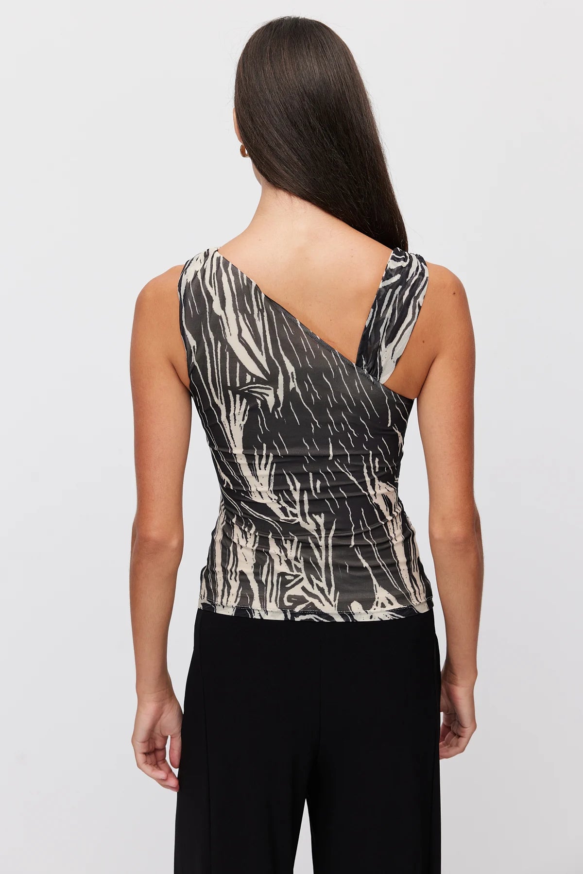 Women's Asymmetrical Neckline Patterned Blouse