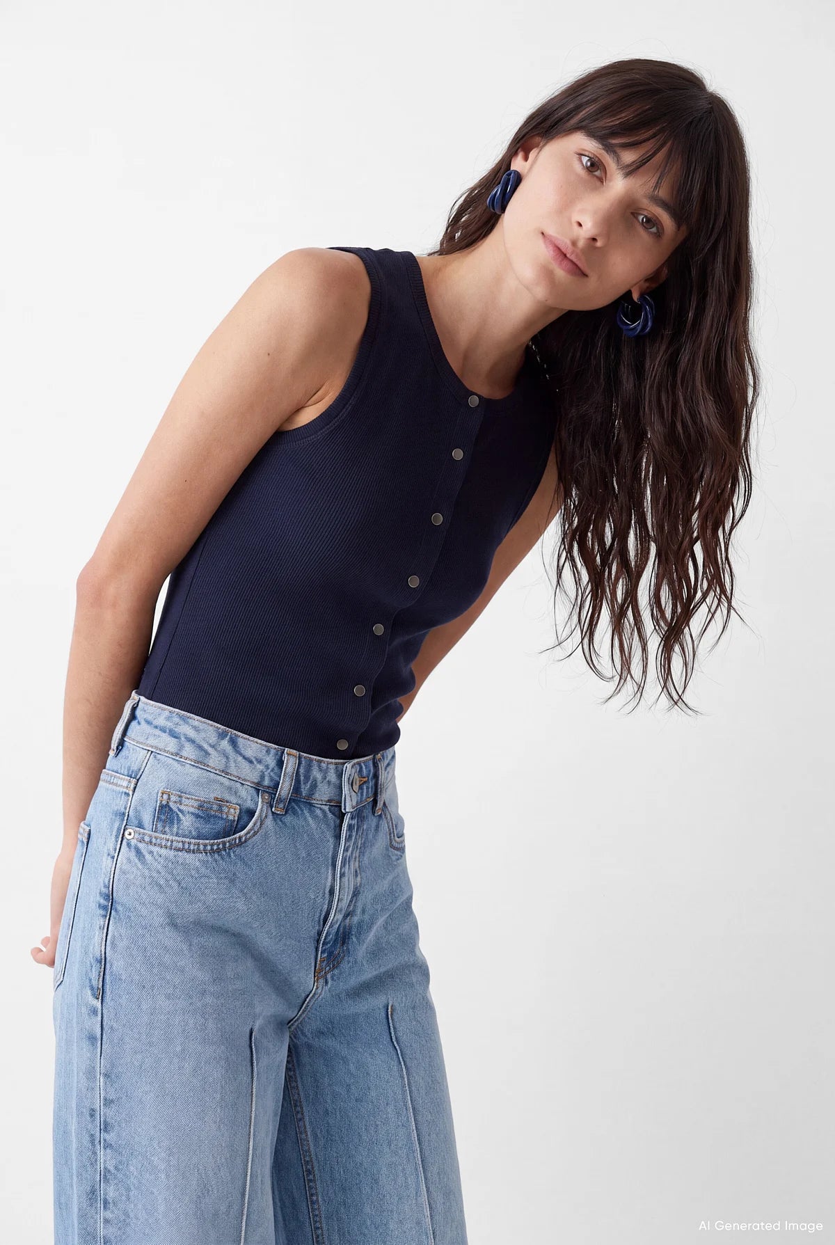 Women's Front Snap Sleeveless Blouse