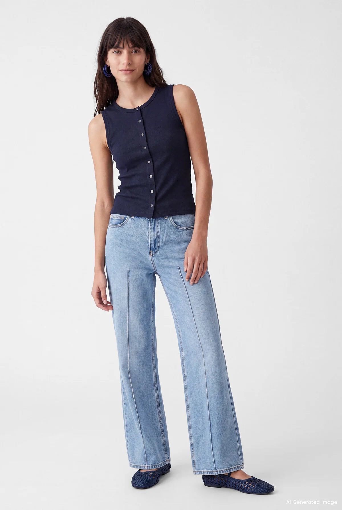 Women's Front Snap Sleeveless Blouse