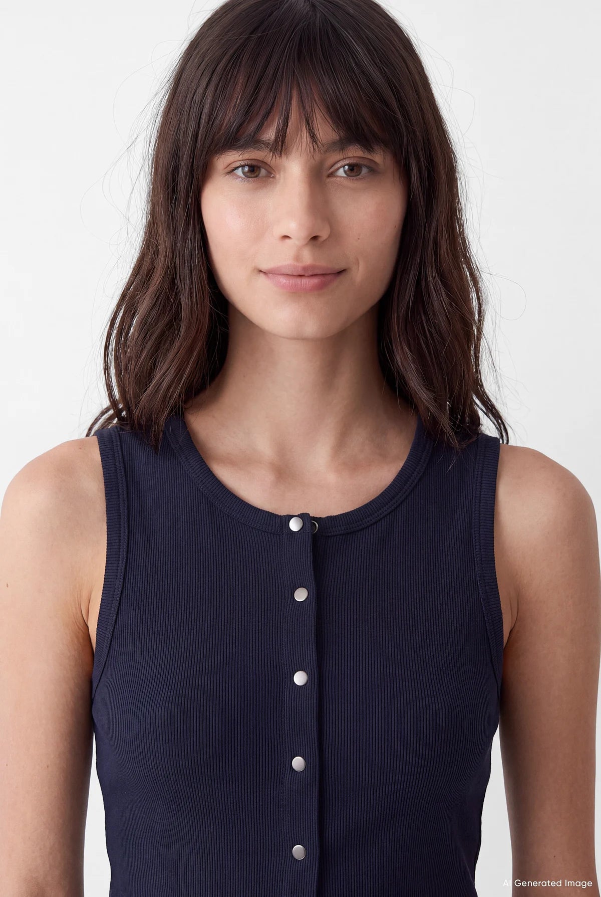 Women's Front Snap Sleeveless Blouse
