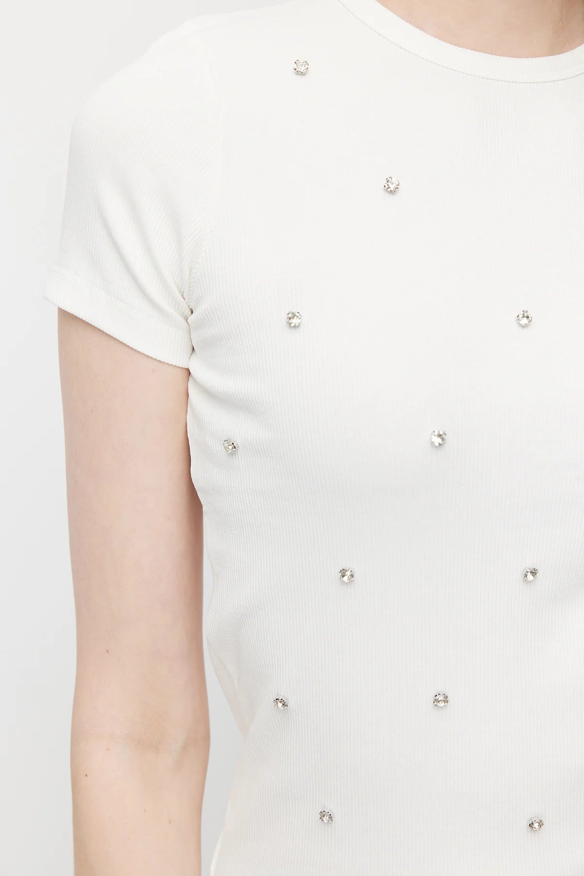 Women's Crew Neck Blouse with Rhinestones
