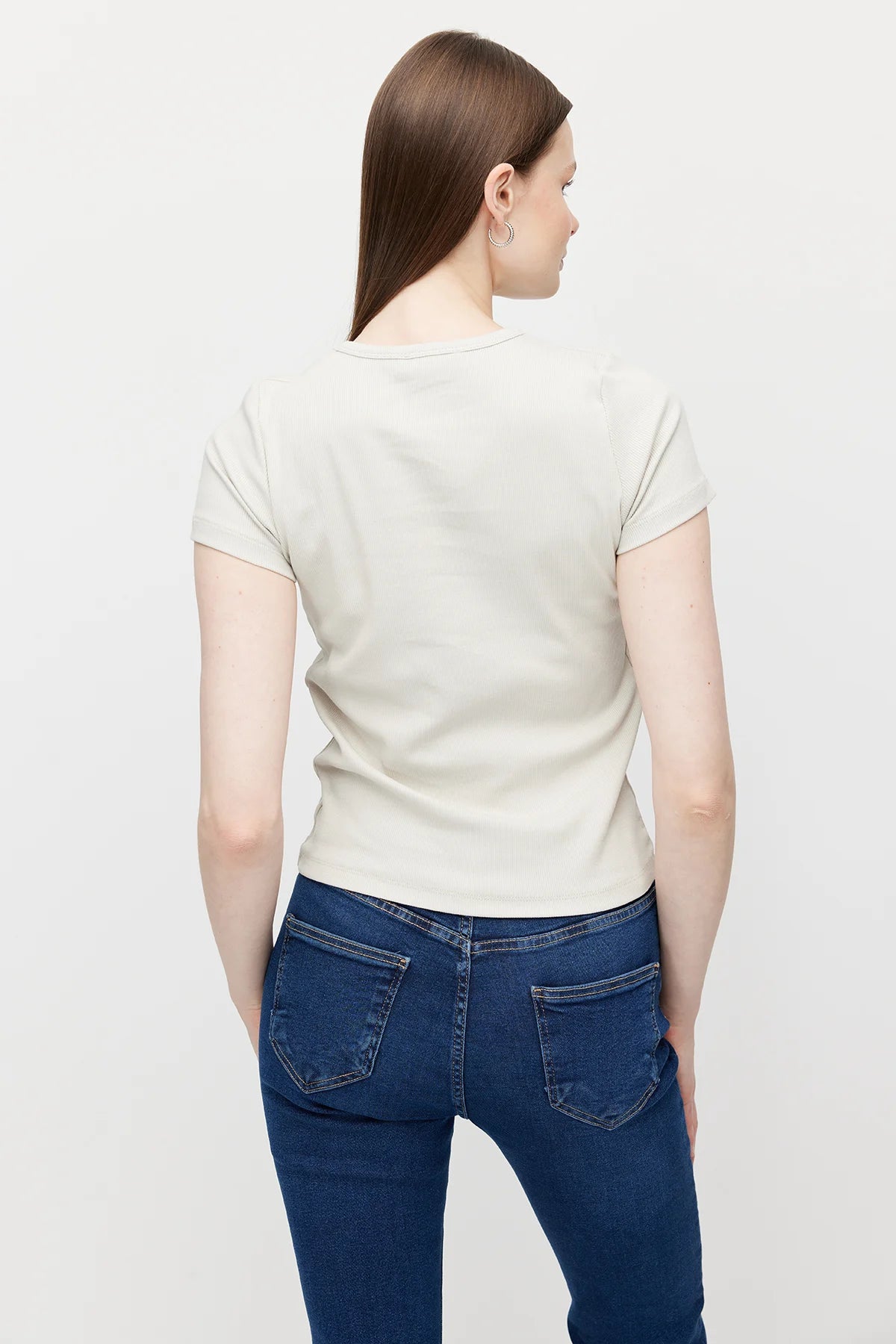Women's Crew Neck Blouse with Rhinestones