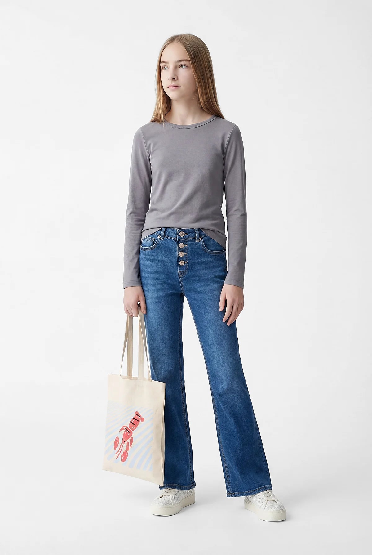 Girls' Ribbed Round Neck Blouse
