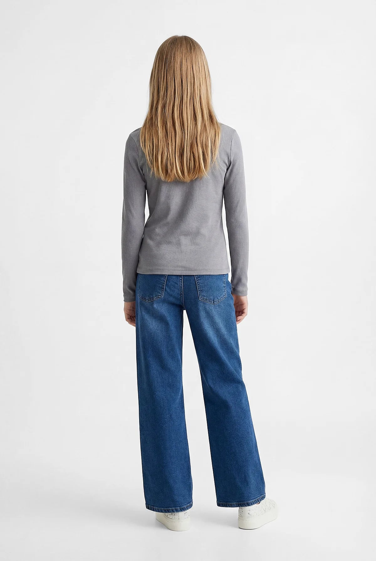Girls' Ribbed Round Neck Blouse