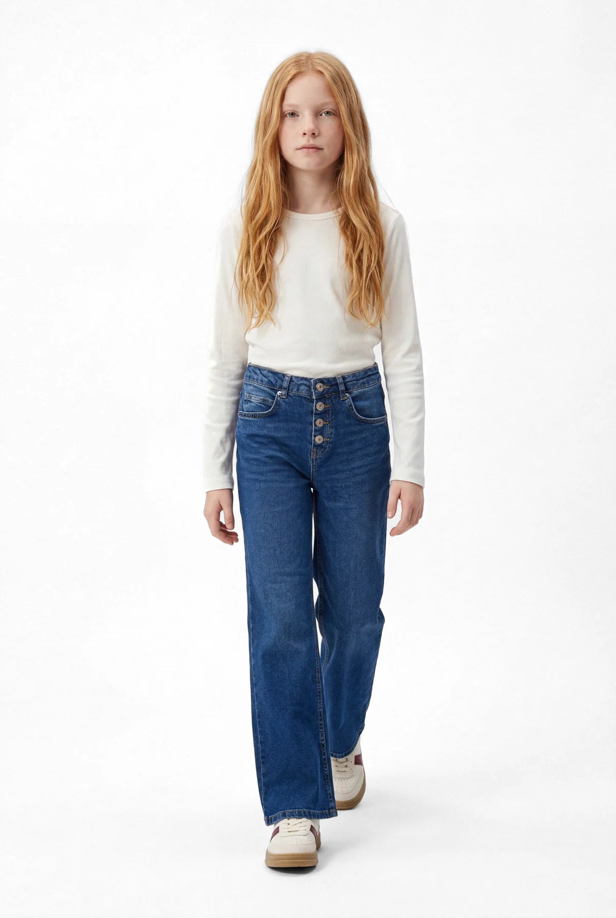 Girls' Ribbed Round Neck Blouse