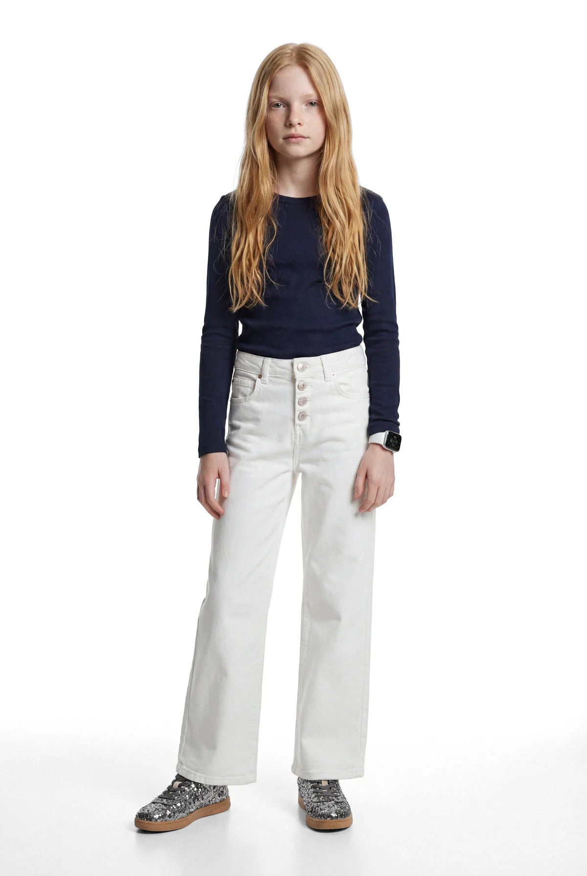 Girls' Ribbed Round Neck Blouse