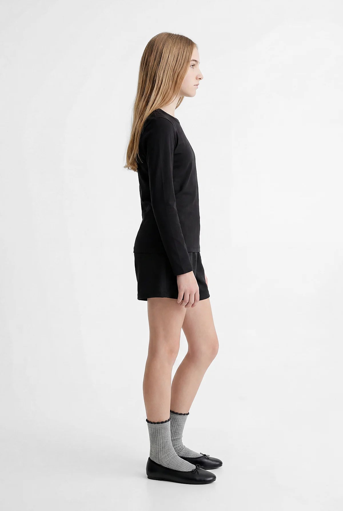 Girls' Ribbed Round Neck Blouse