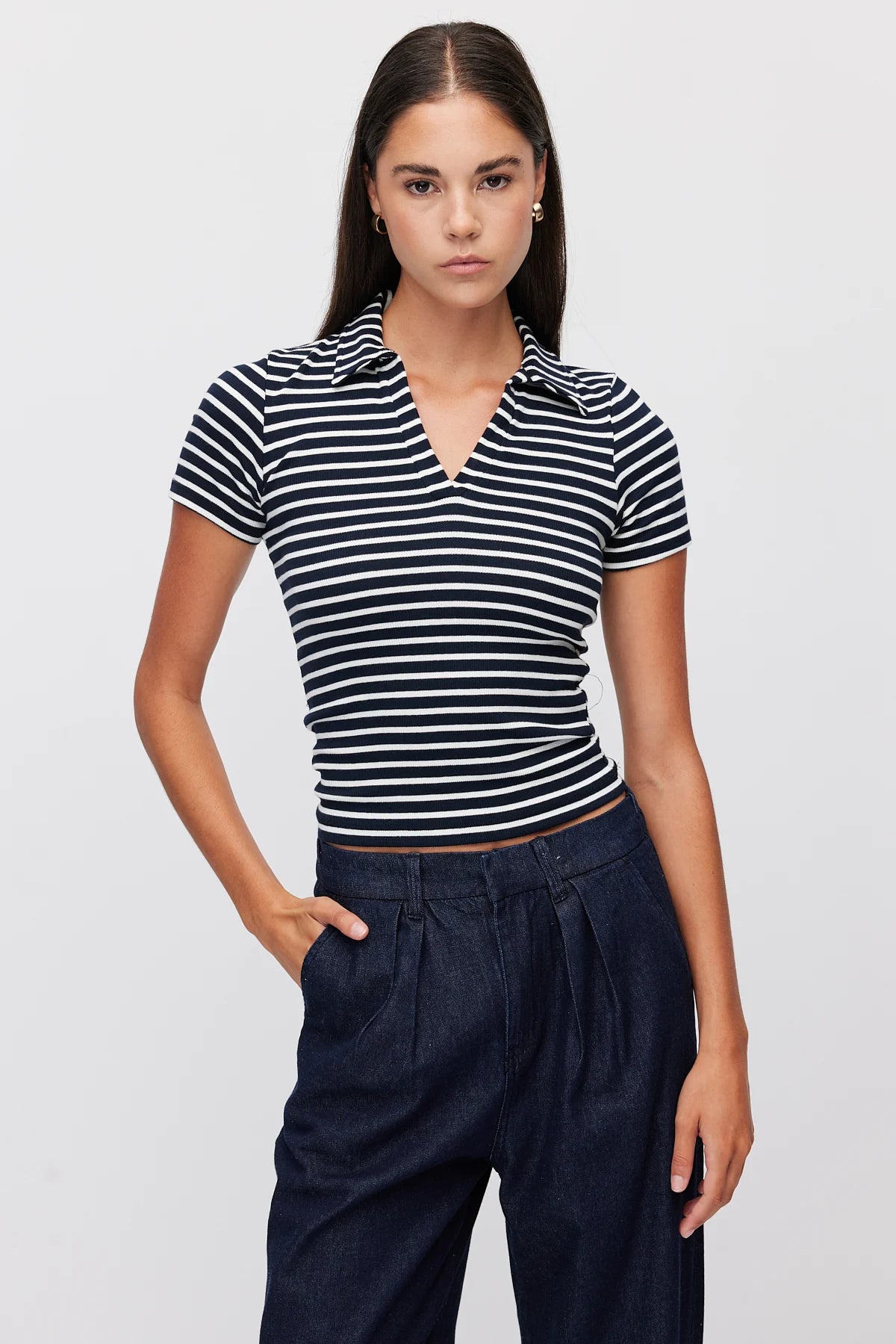 Women's Polo Shirt Striped T-Shirt