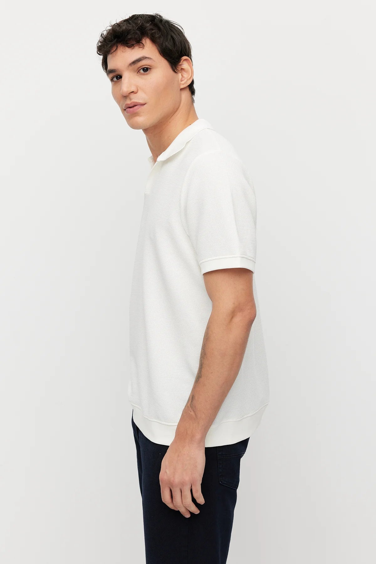 Men's Textured Polo Collar T-shirt