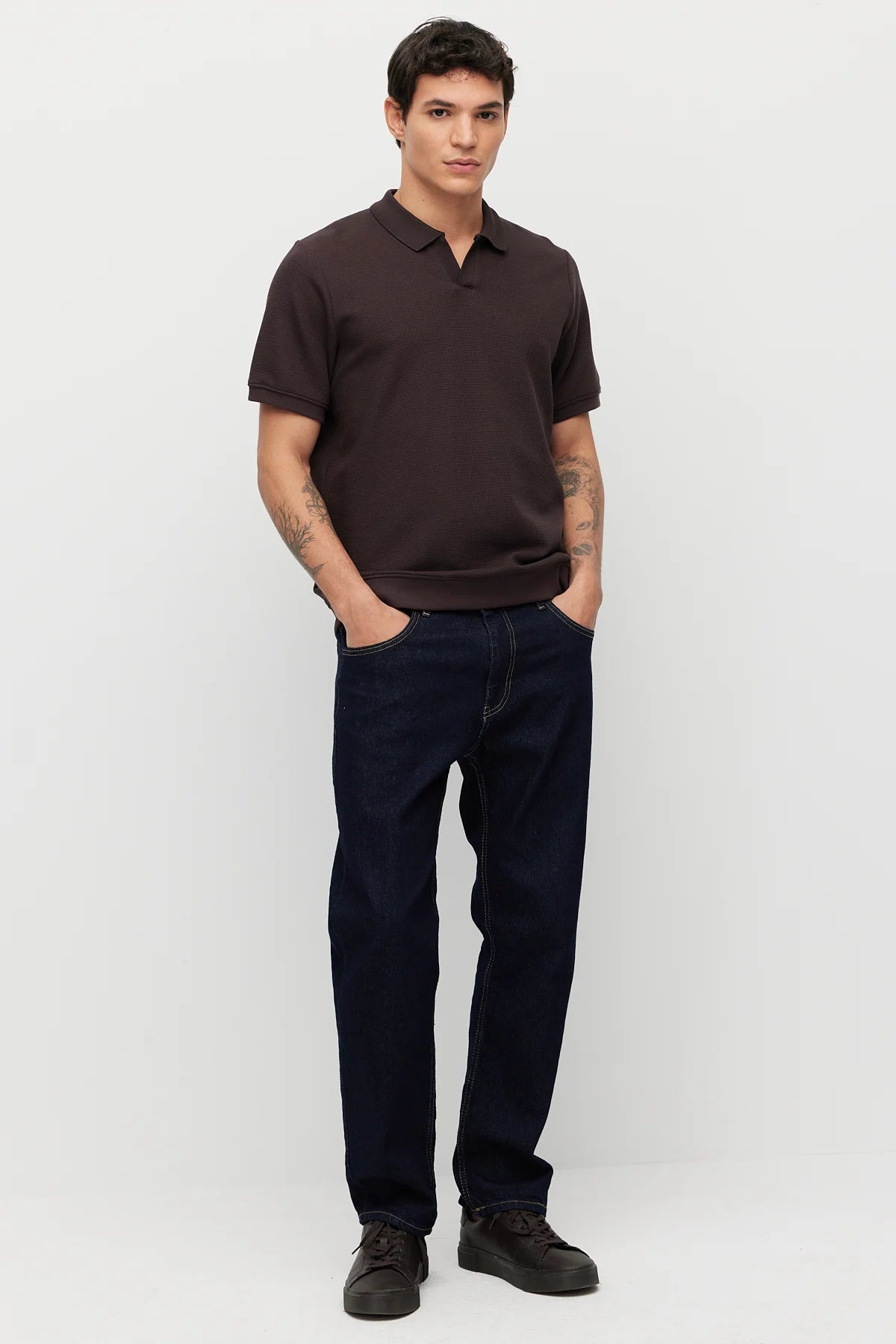 Men's Textured Polo Collar T-shirt