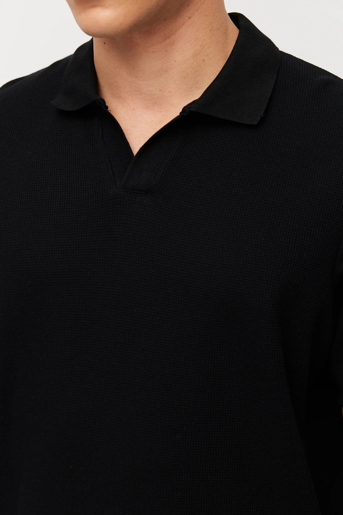 Men's Textured Polo Collar T-shirt
