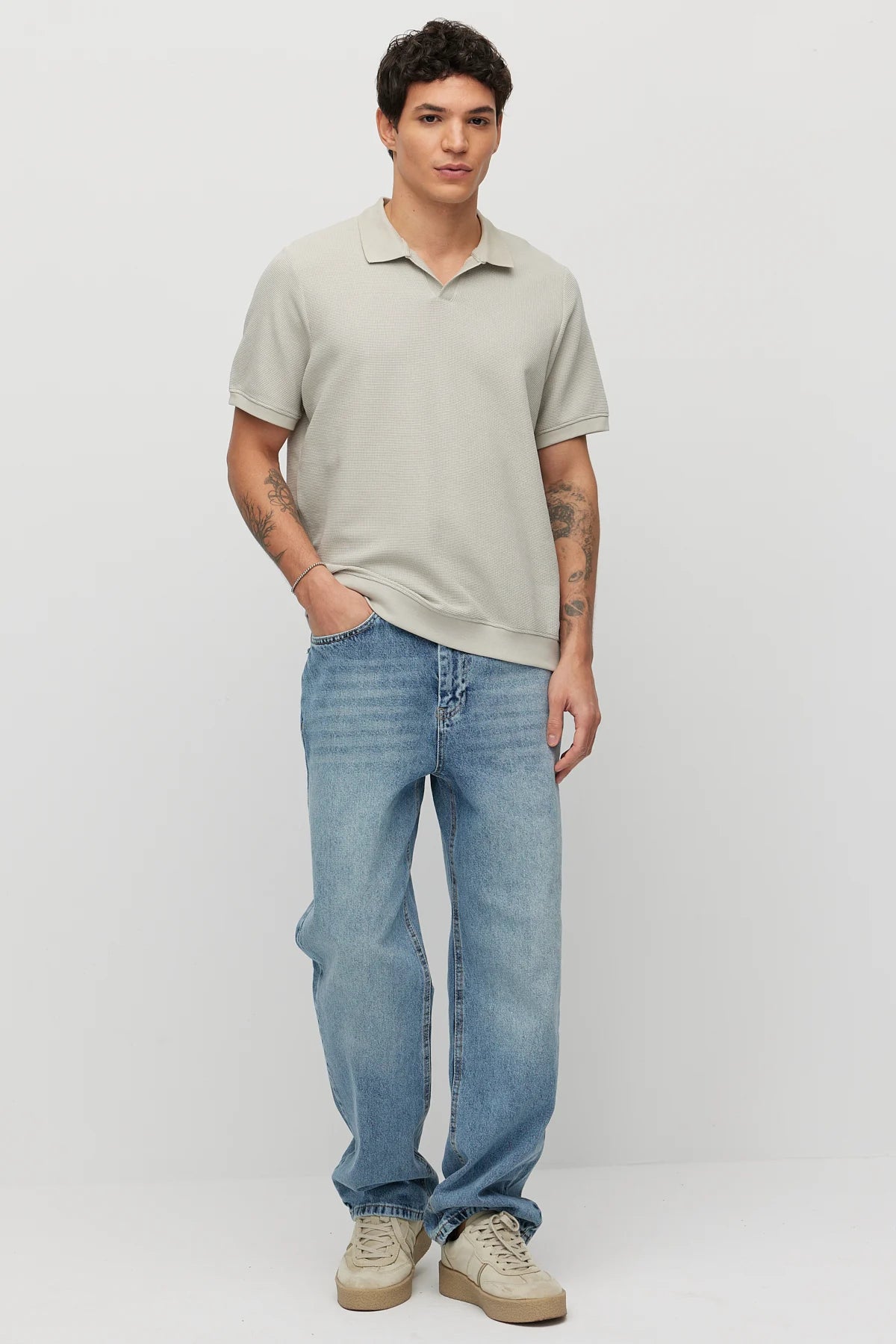 Men's Textured Polo Collar T-shirt
