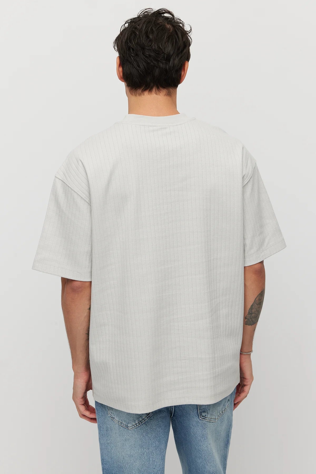 Men's Textured Crew Neck Oversize T-shirt
