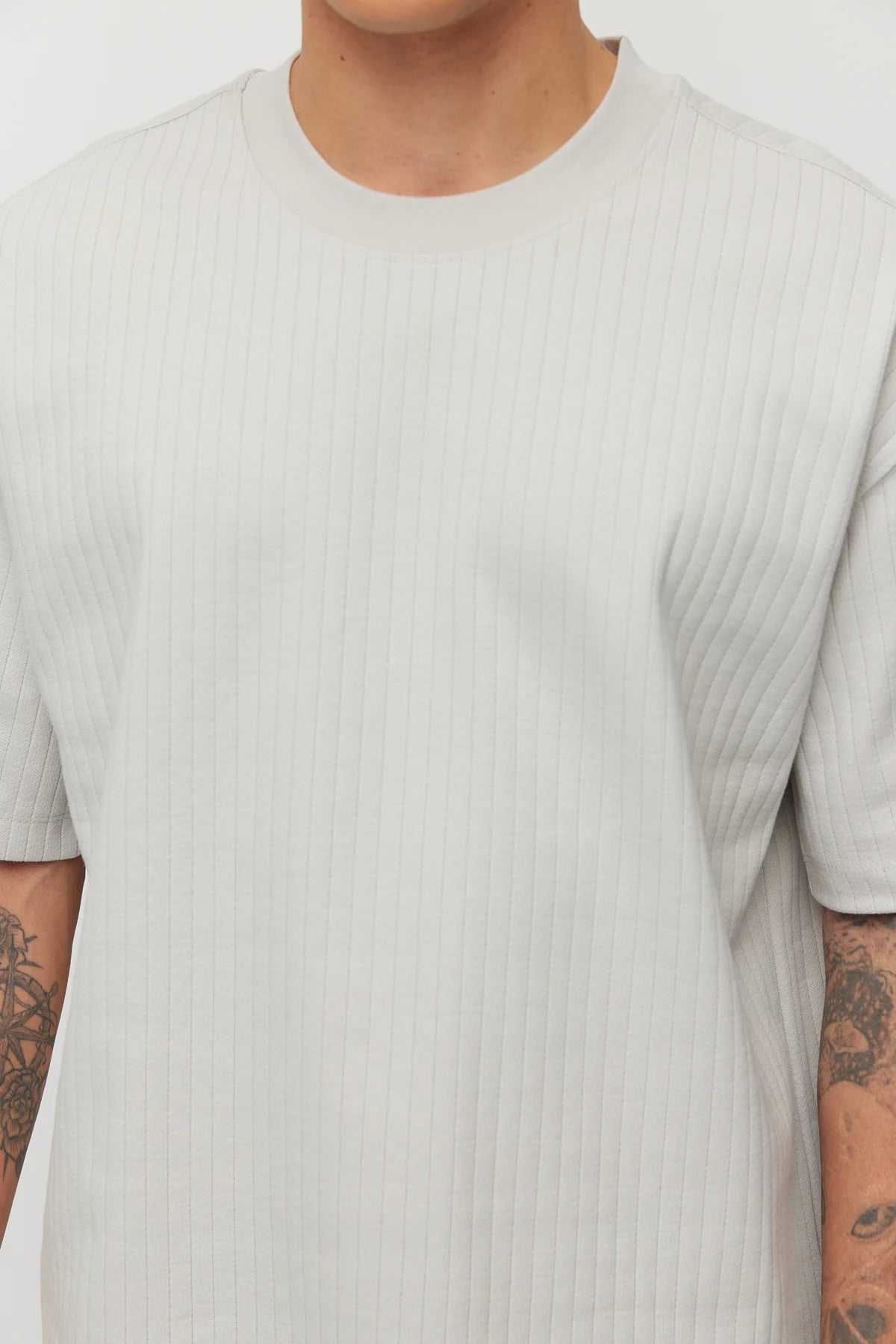 Men's Textured Crew Neck Oversize T-shirt