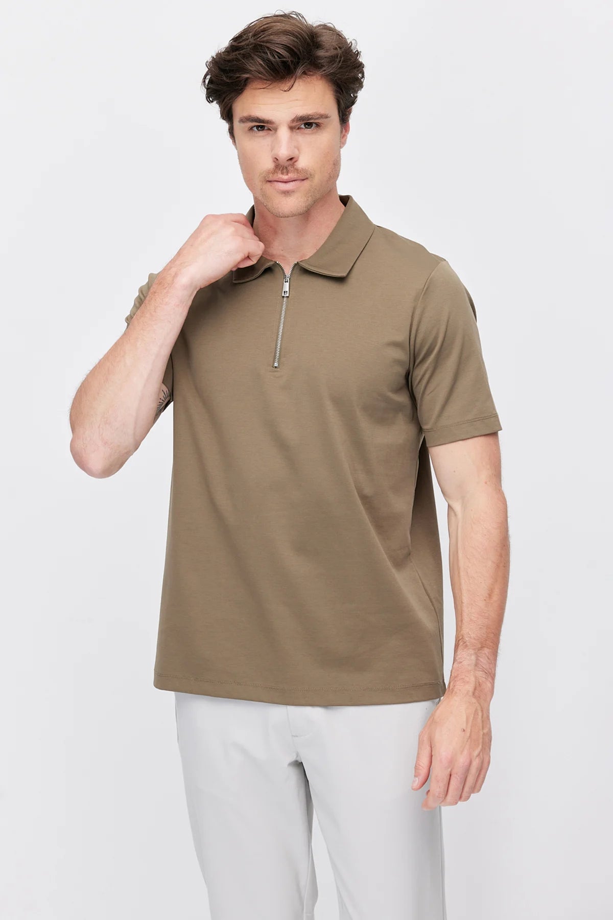 Men's Half-Zip Polo Collar T-shirt