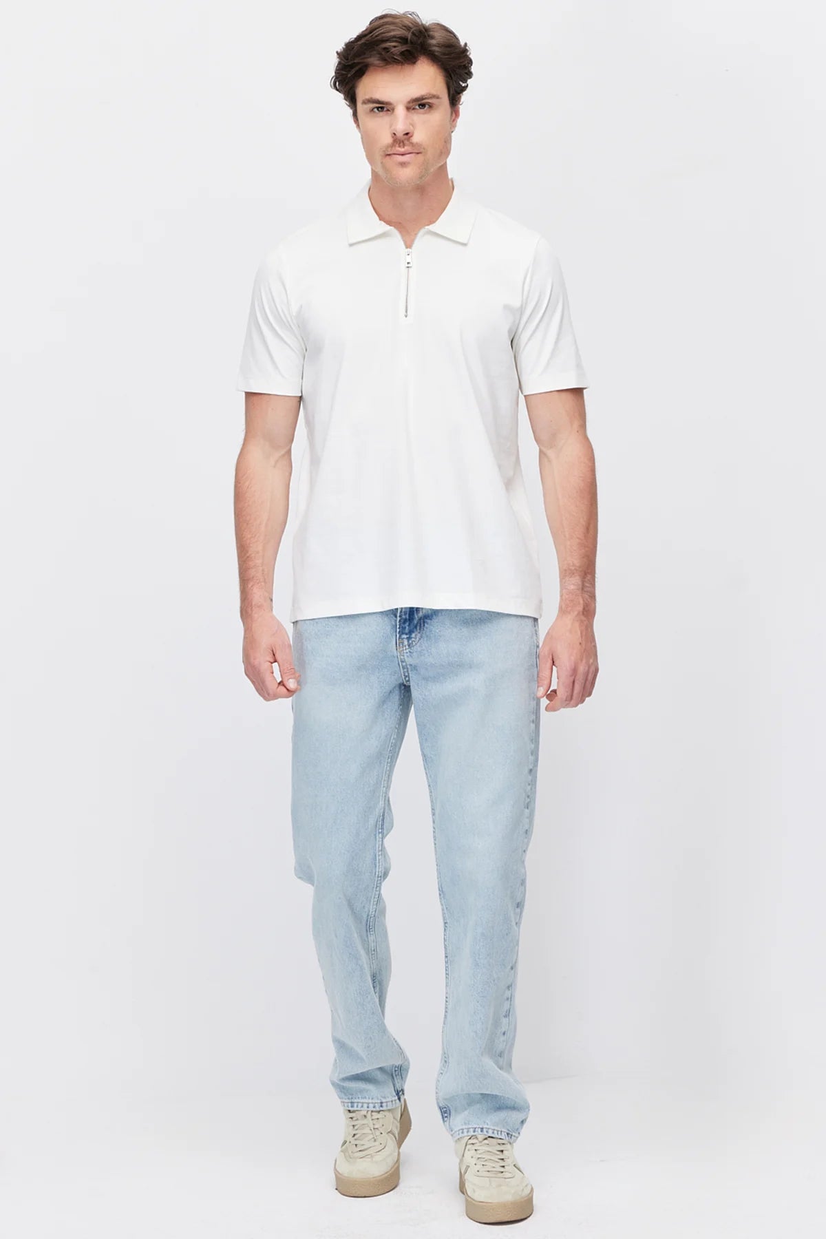 Men's Half-Zip Polo Collar T-shirt