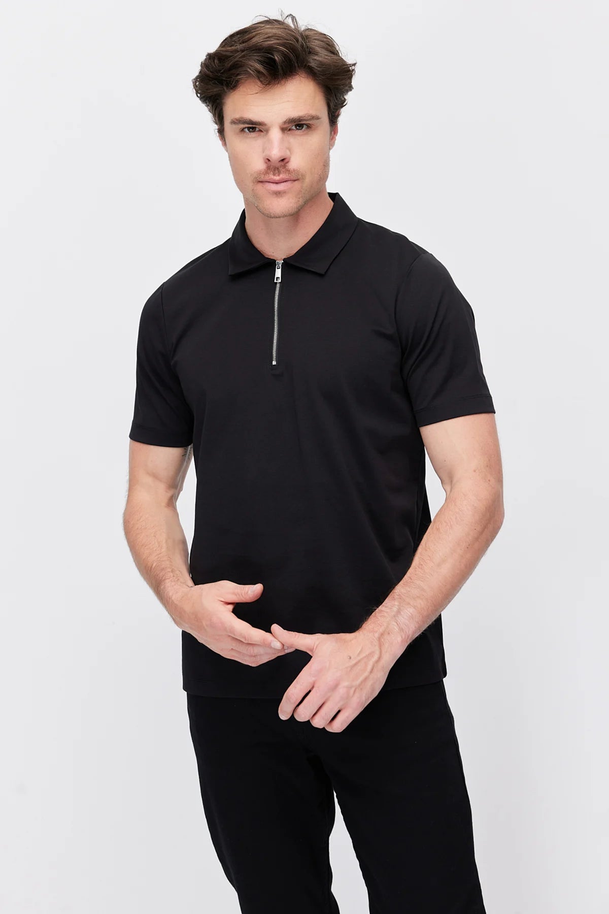 Men's Half-Zip Polo Collar T-shirt