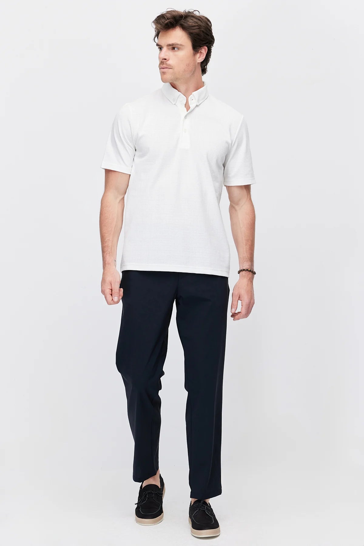 Men's Textured Polo Collar T-Shirt