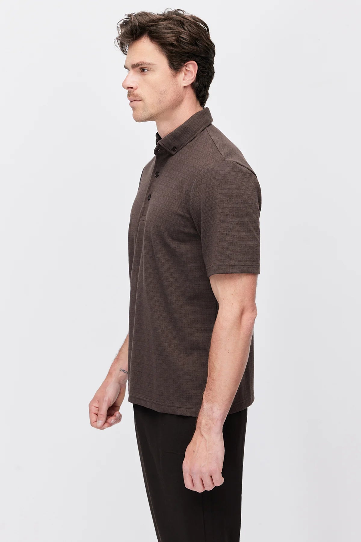 Men's Textured Polo Collar T-Shirt