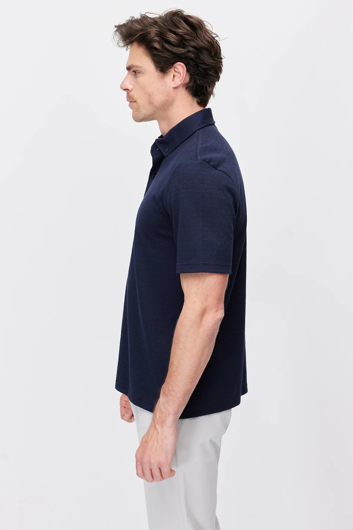 Men's Textured Polo Collar T-Shirt