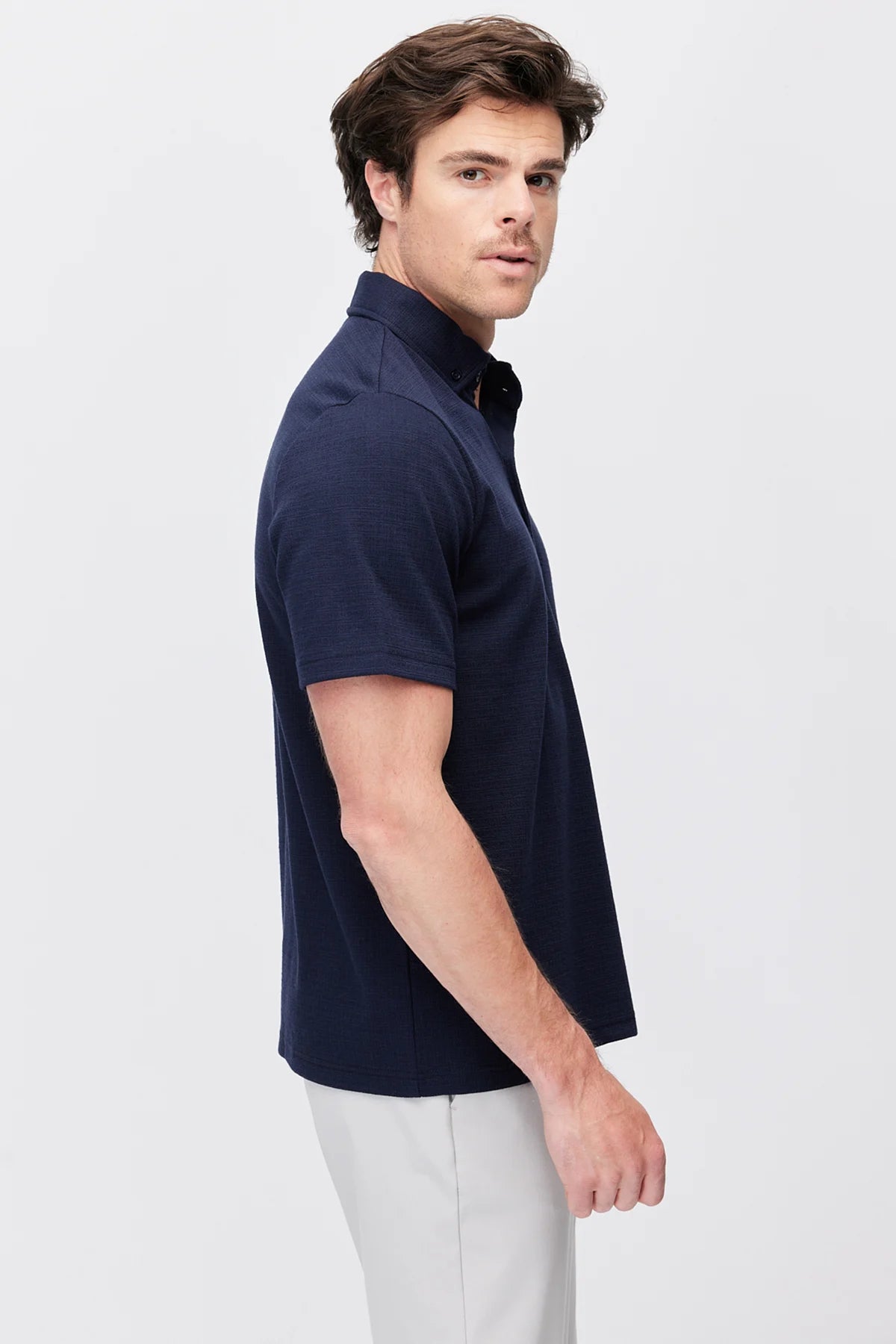 Men's Textured Polo Collar T-Shirt