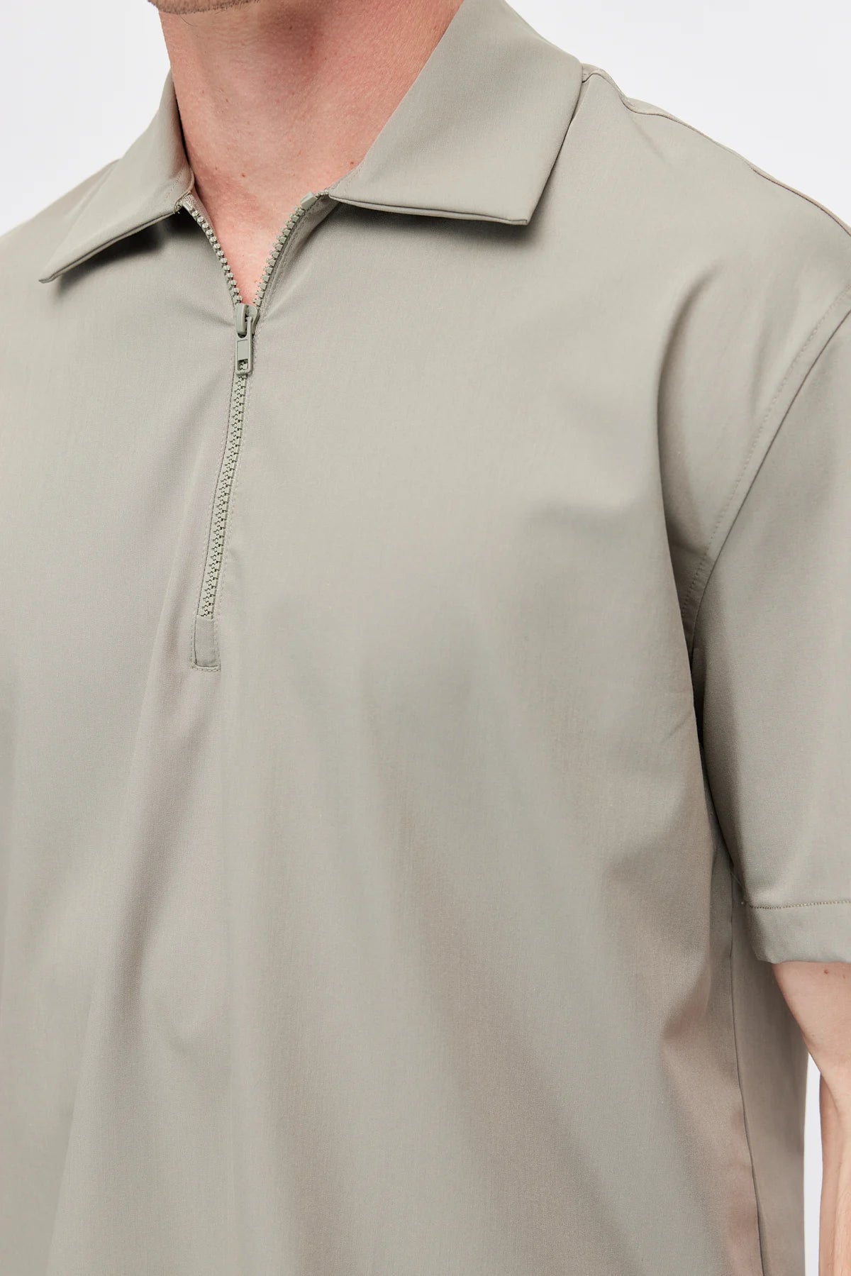 Men's Polo Collar T-Shirt with Minimal Side Slit Detail