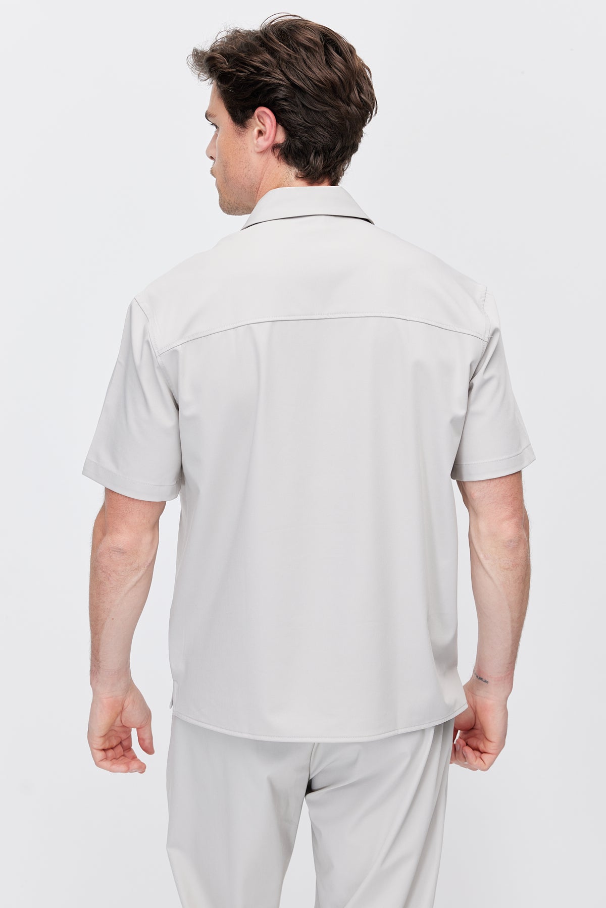Men's Polo Collar T-Shirt with Minimal Side Slit Detail