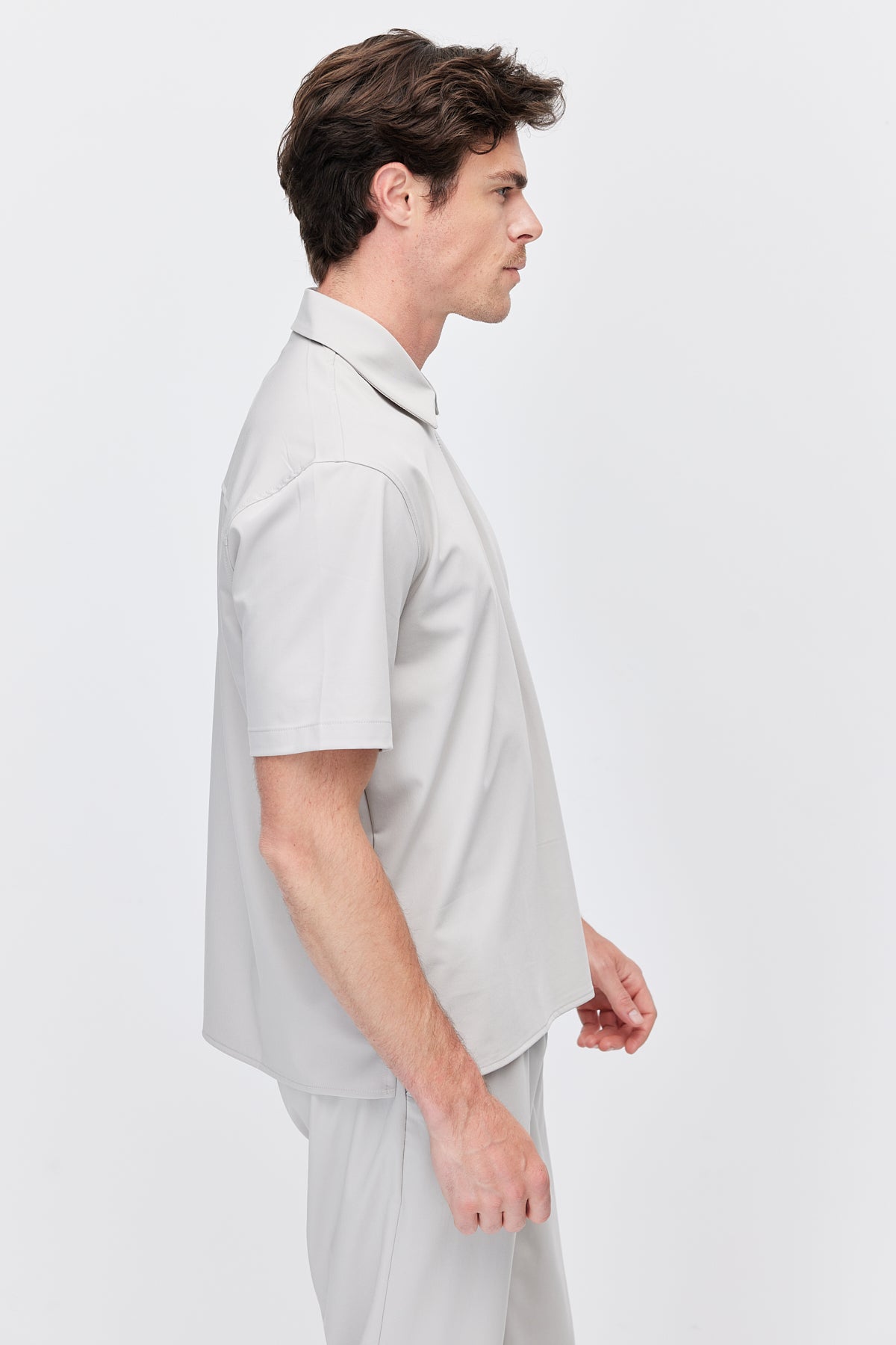 Men's Polo Collar T-Shirt with Minimal Side Slit Detail