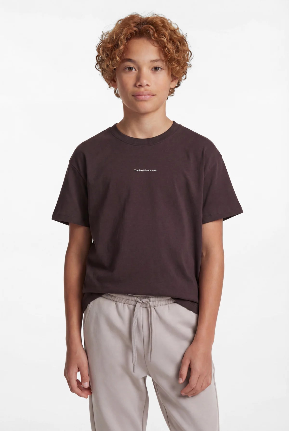 Boys' Oversize Basic T-shirt with Text Print