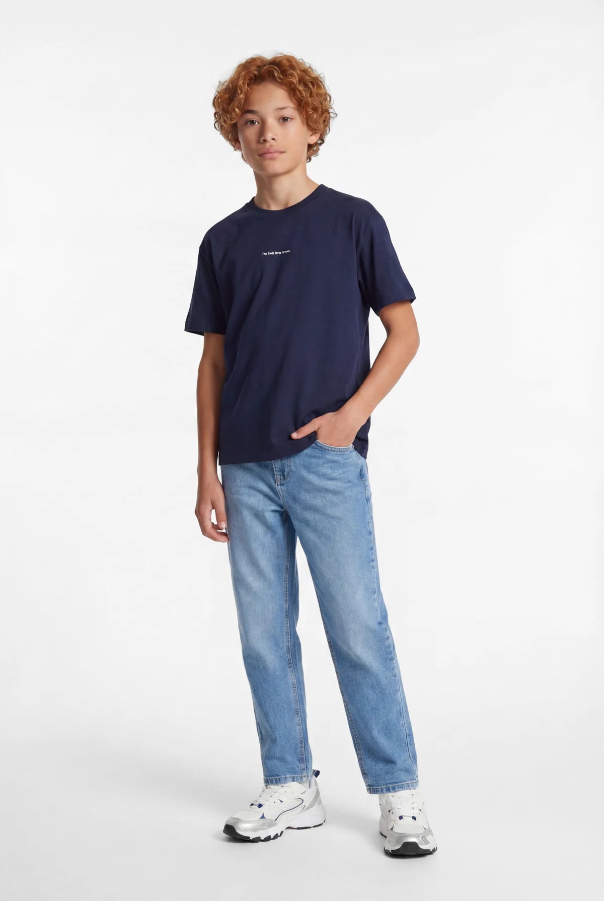 Boys' Oversize Basic T-shirt with Text Print