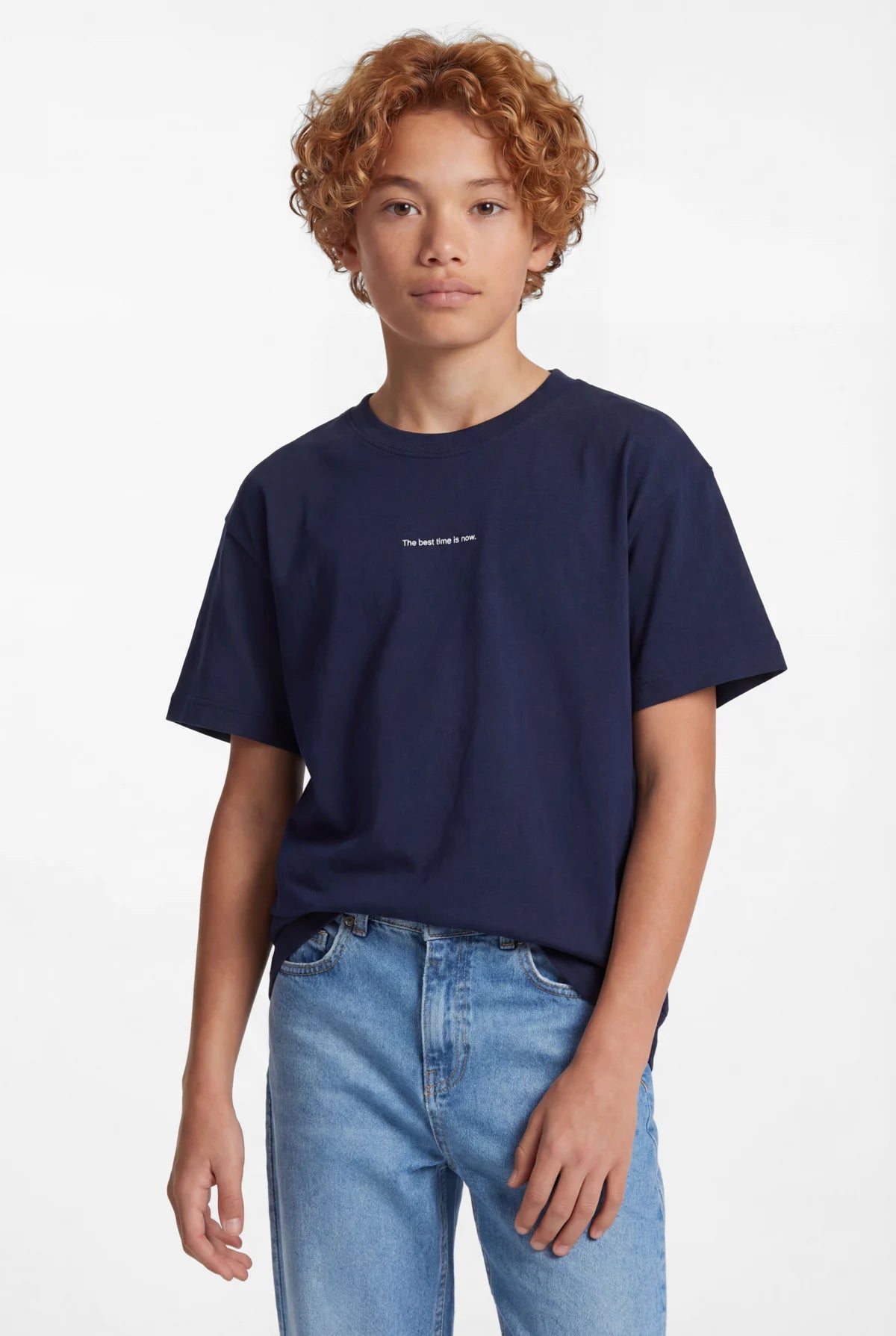 Boys' Oversize Basic T-shirt with Text Print
