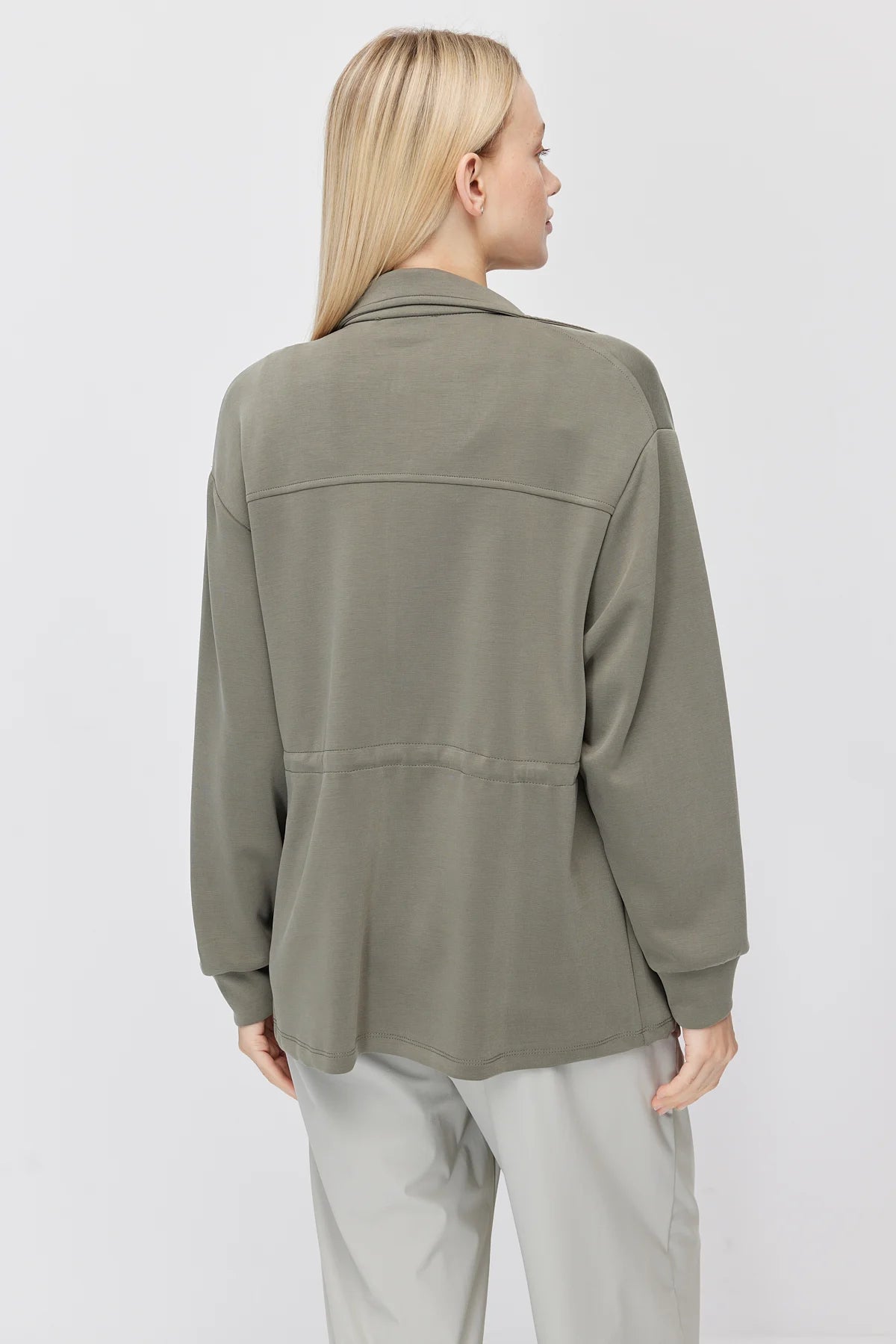 Women's Thin Sweatshirt with Adjustable Waist Drawstring