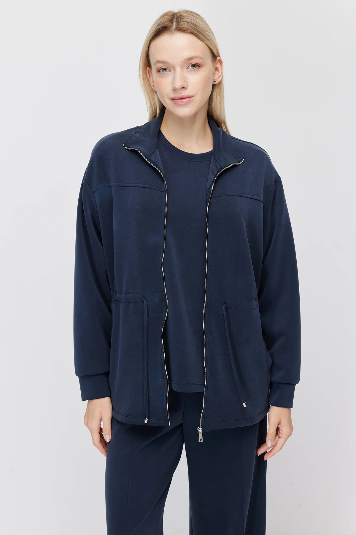 Women's Thin Sweatshirt with Adjustable Waist Drawstring