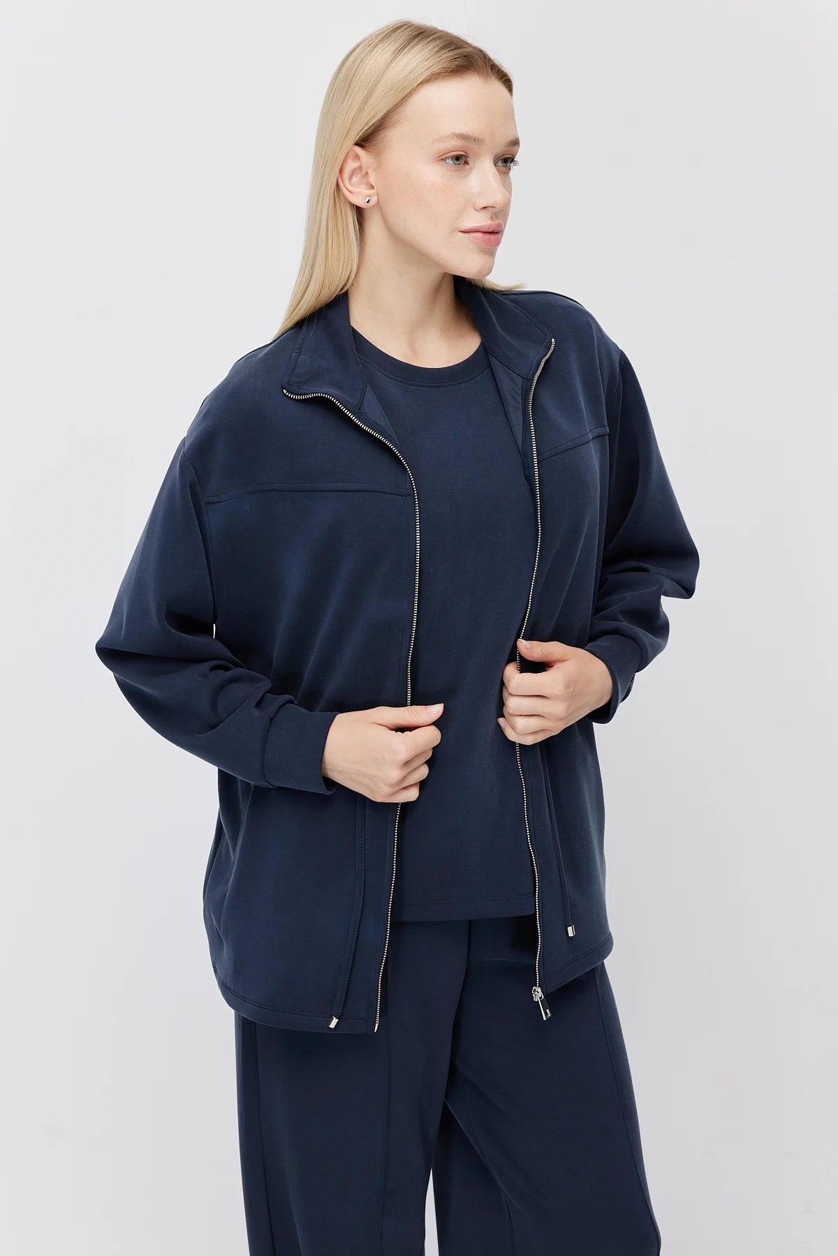 Women's Thin Sweatshirt with Adjustable Waist Drawstring