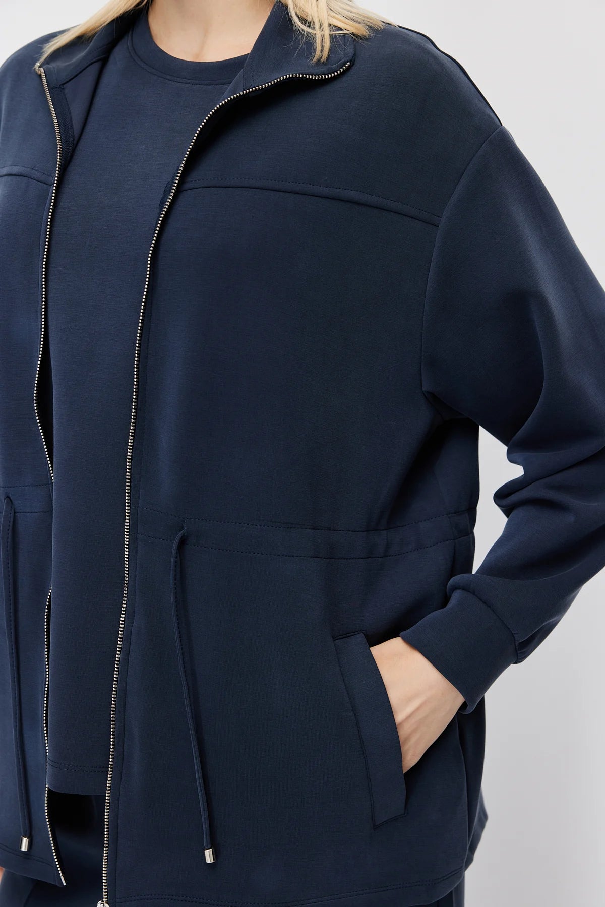 Women's Thin Sweatshirt with Adjustable Waist Drawstring