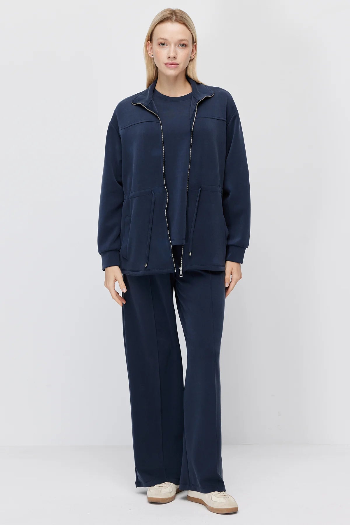 Women's Thin Sweatshirt with Adjustable Waist Drawstring