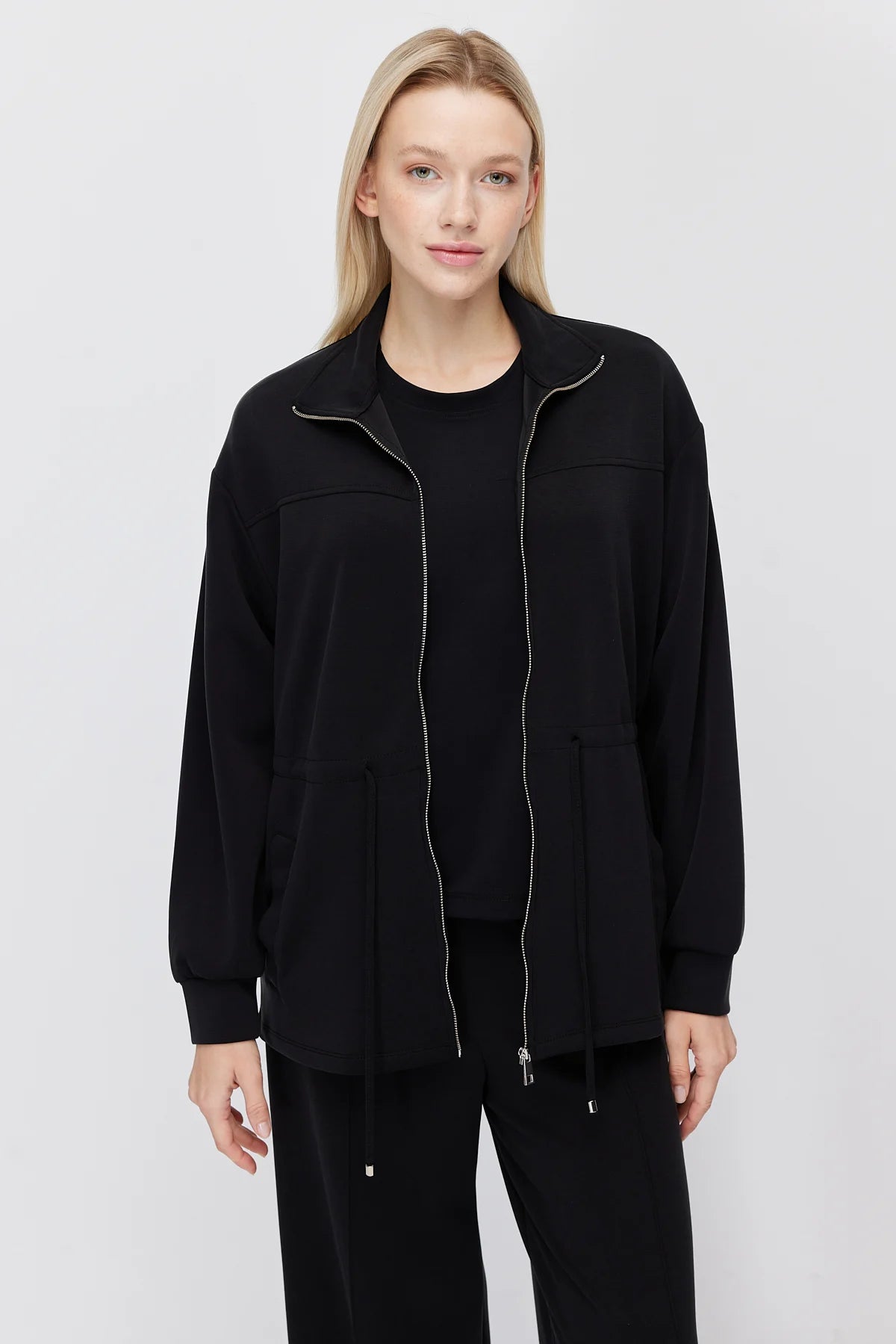 Women's Thin Sweatshirt with Adjustable Waist Drawstring