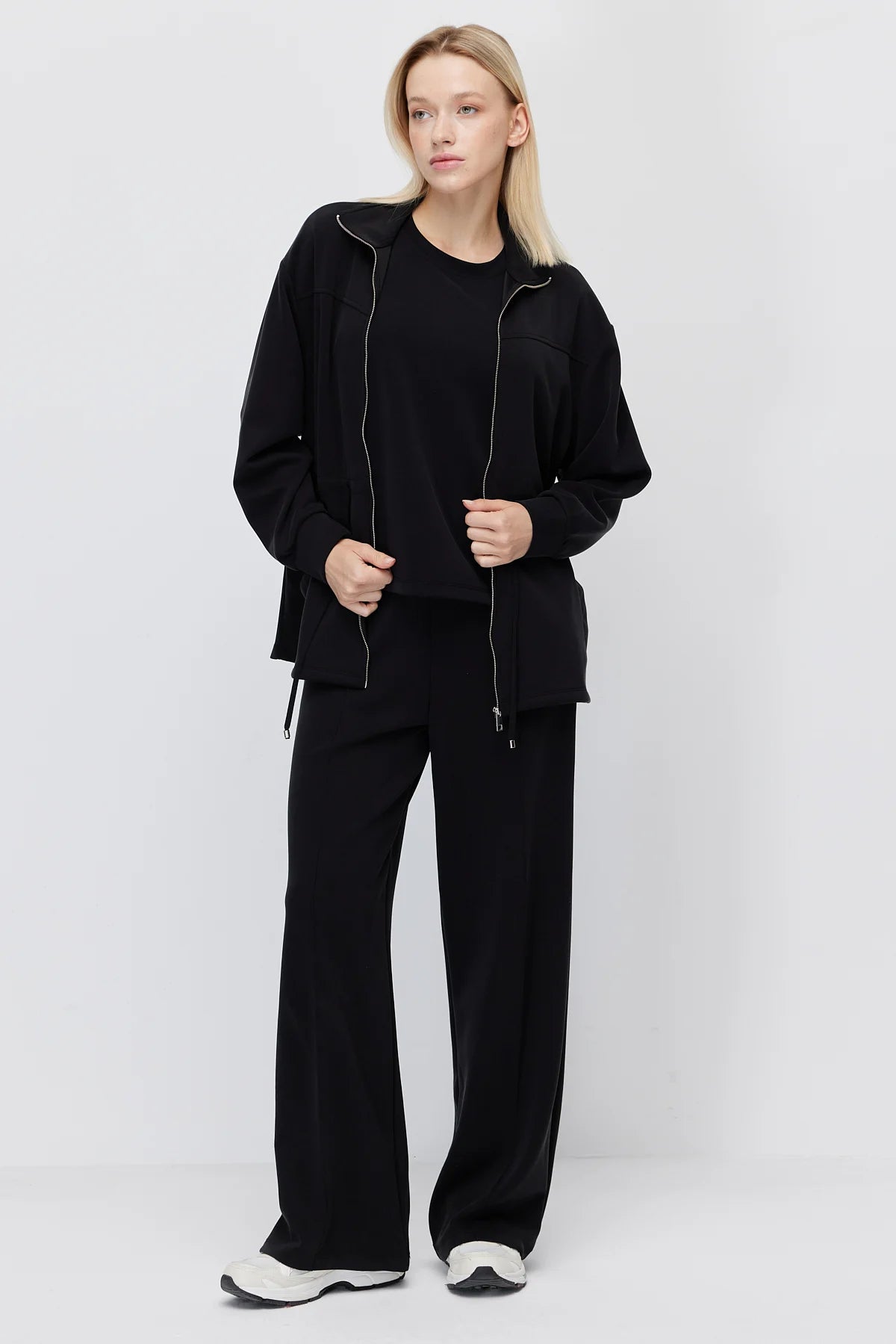 Women's Thin Sweatshirt with Adjustable Waist Drawstring