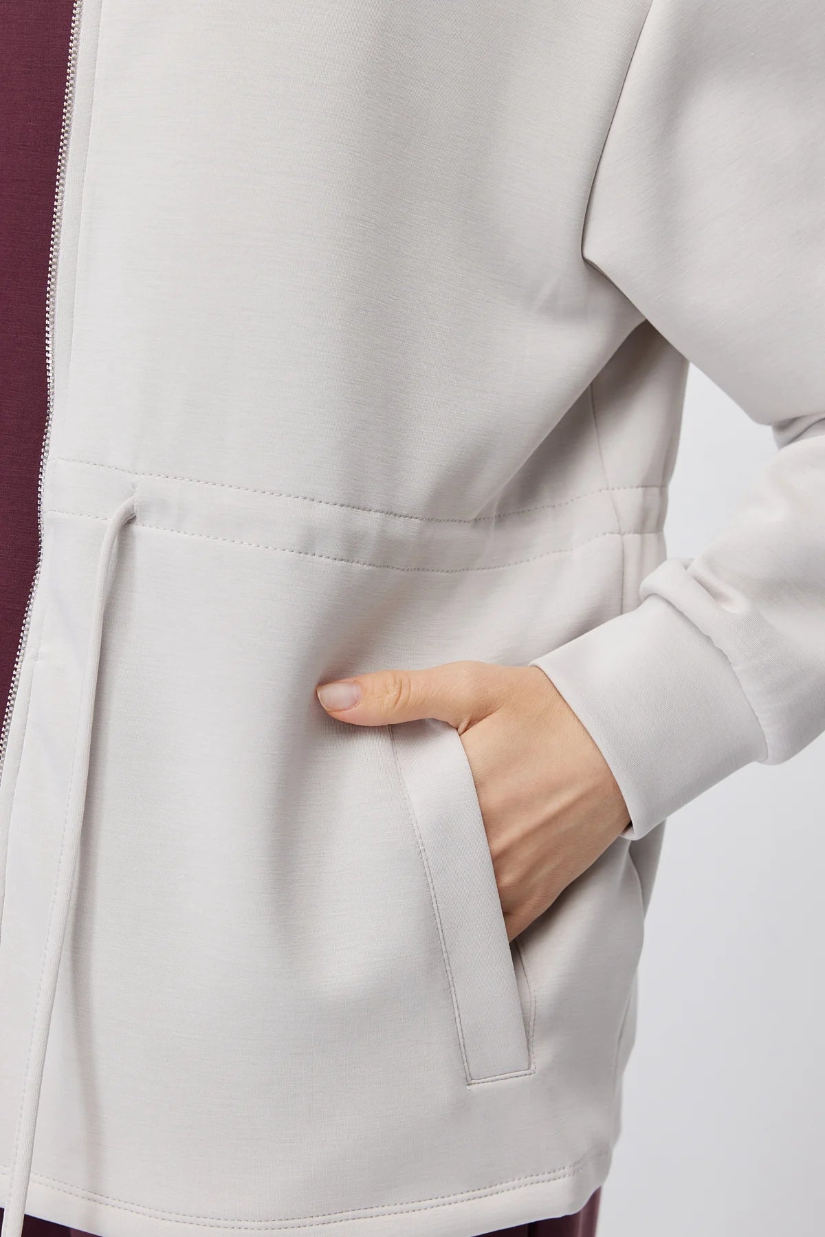 Women's Thin Sweatshirt with Adjustable Waist Drawstring
