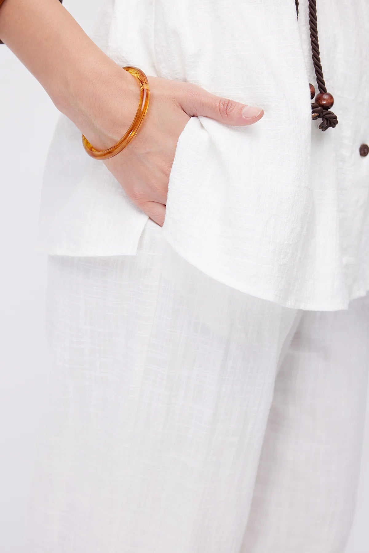 Women's Linen Trousers with Elasticated Hem