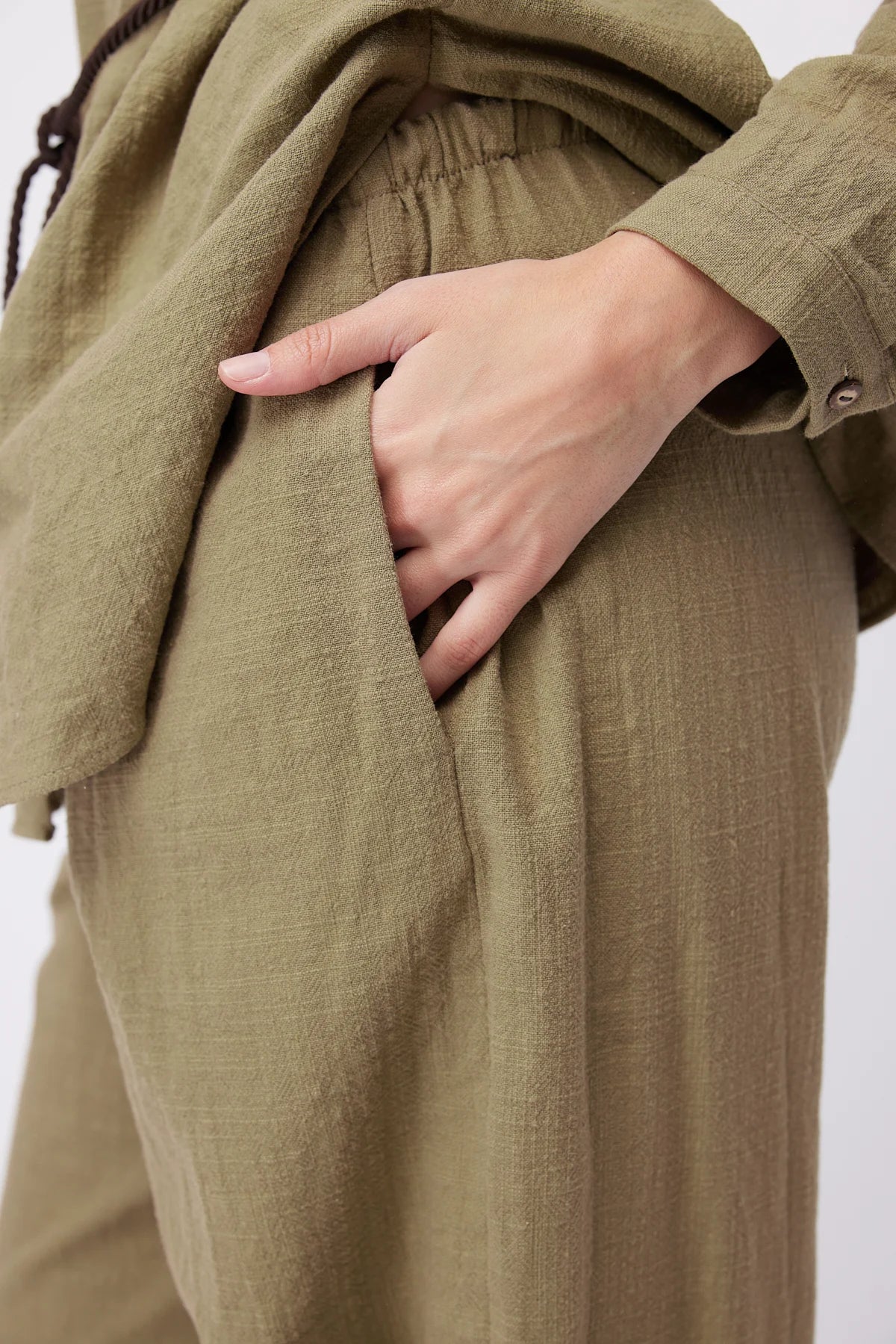 Women's Linen Trousers with Elasticated Hem