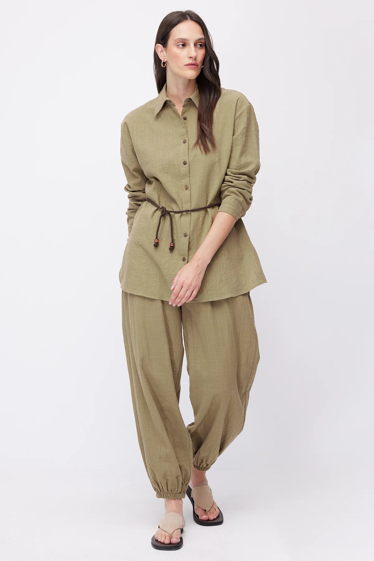 Women's Linen Trousers with Elasticated Hem